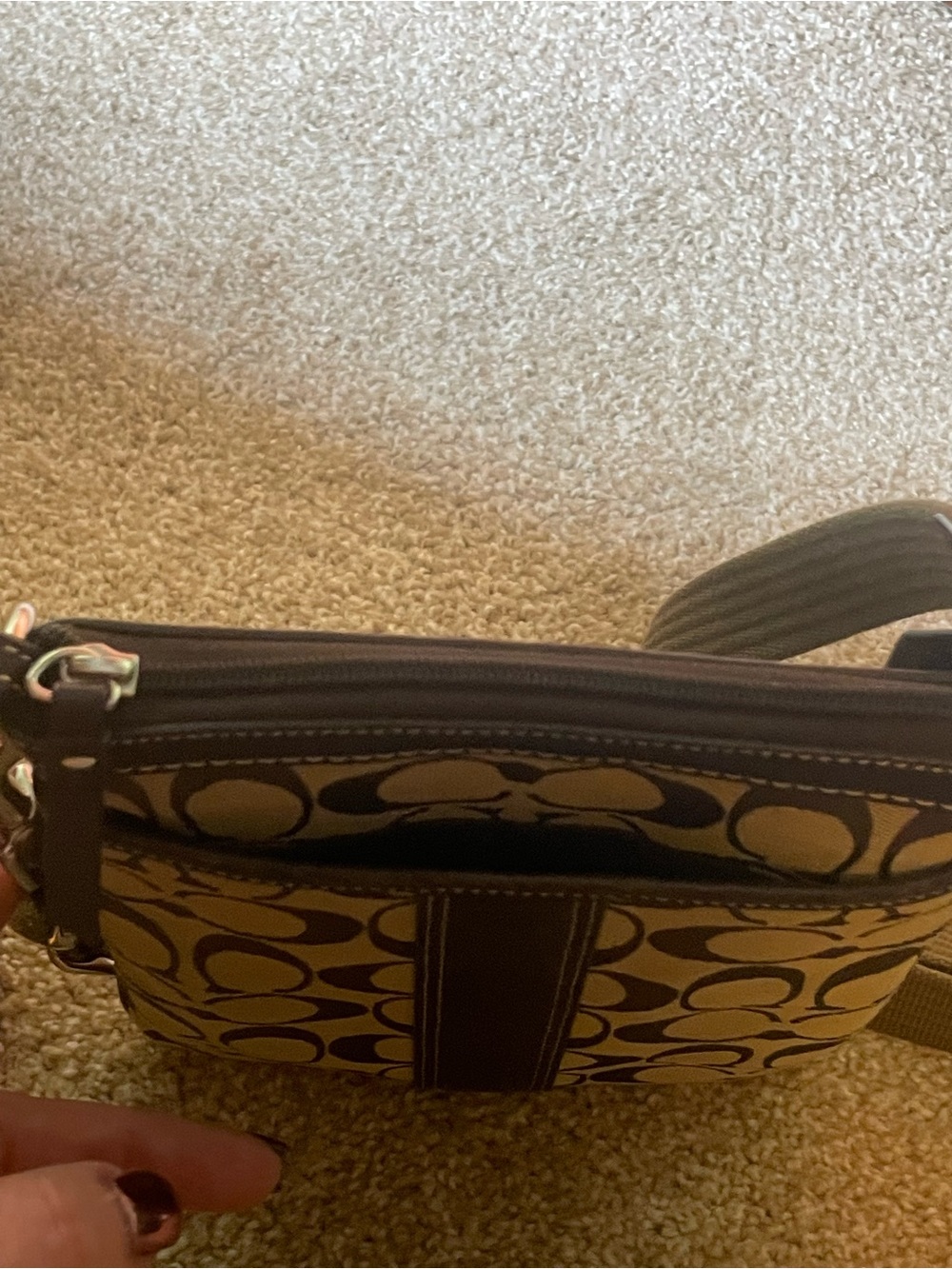 Coach Beige and Brown Signature Crossbody Bag. Like New - Picture 8 of 8
